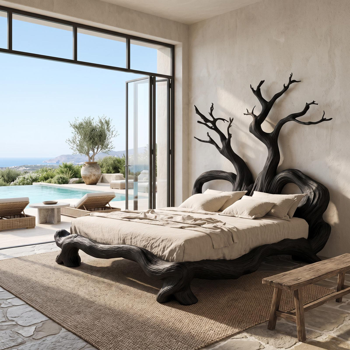 Rustic Artistic Tree Bed Nature Modern Bedroom SINLSAWB071