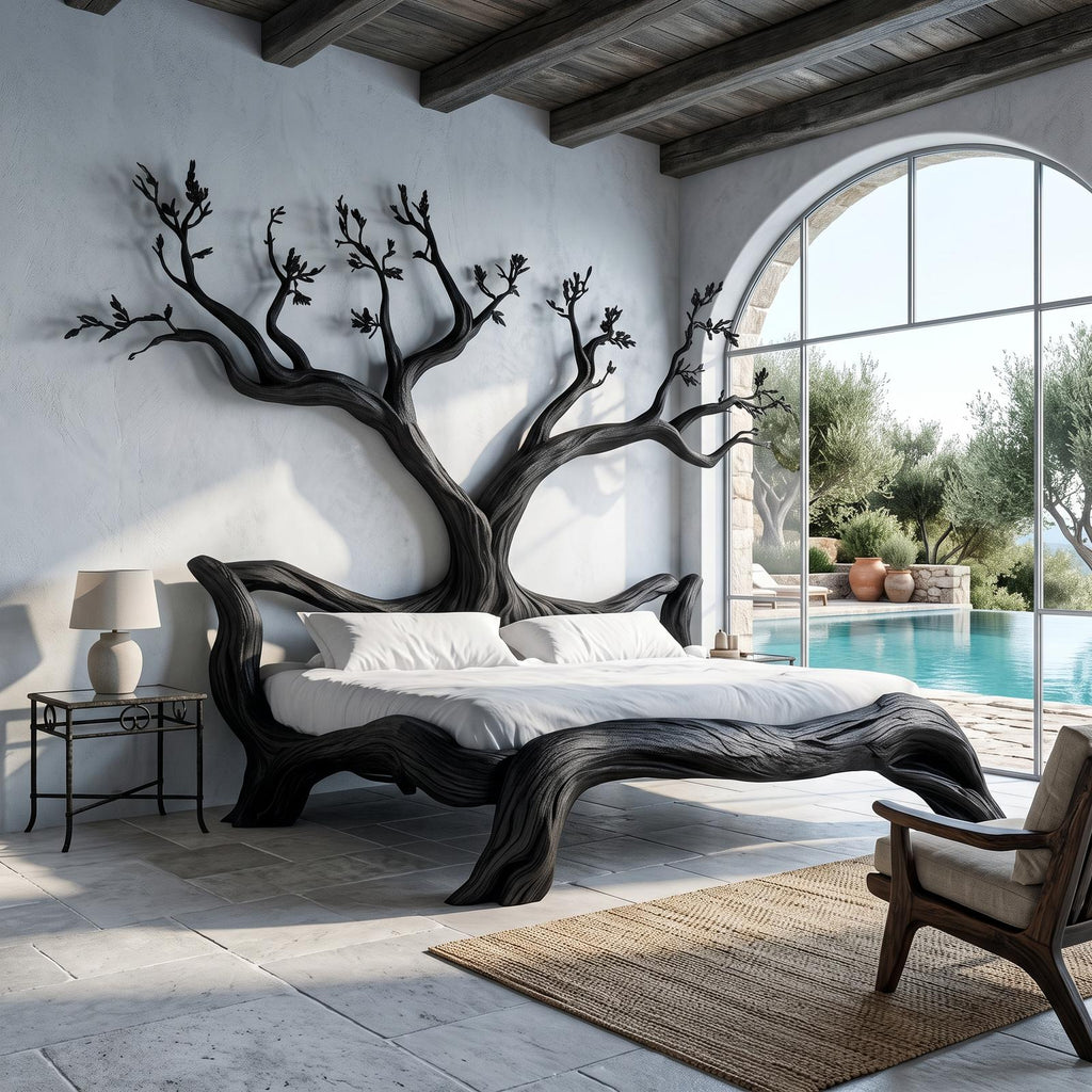 Rustic Rustic Sculptural Tree Bed Organic Bedroom SINLSAWB074