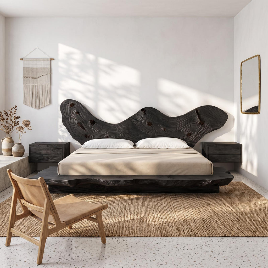 Rustic Bedroom Solid Wood Platform Bed
