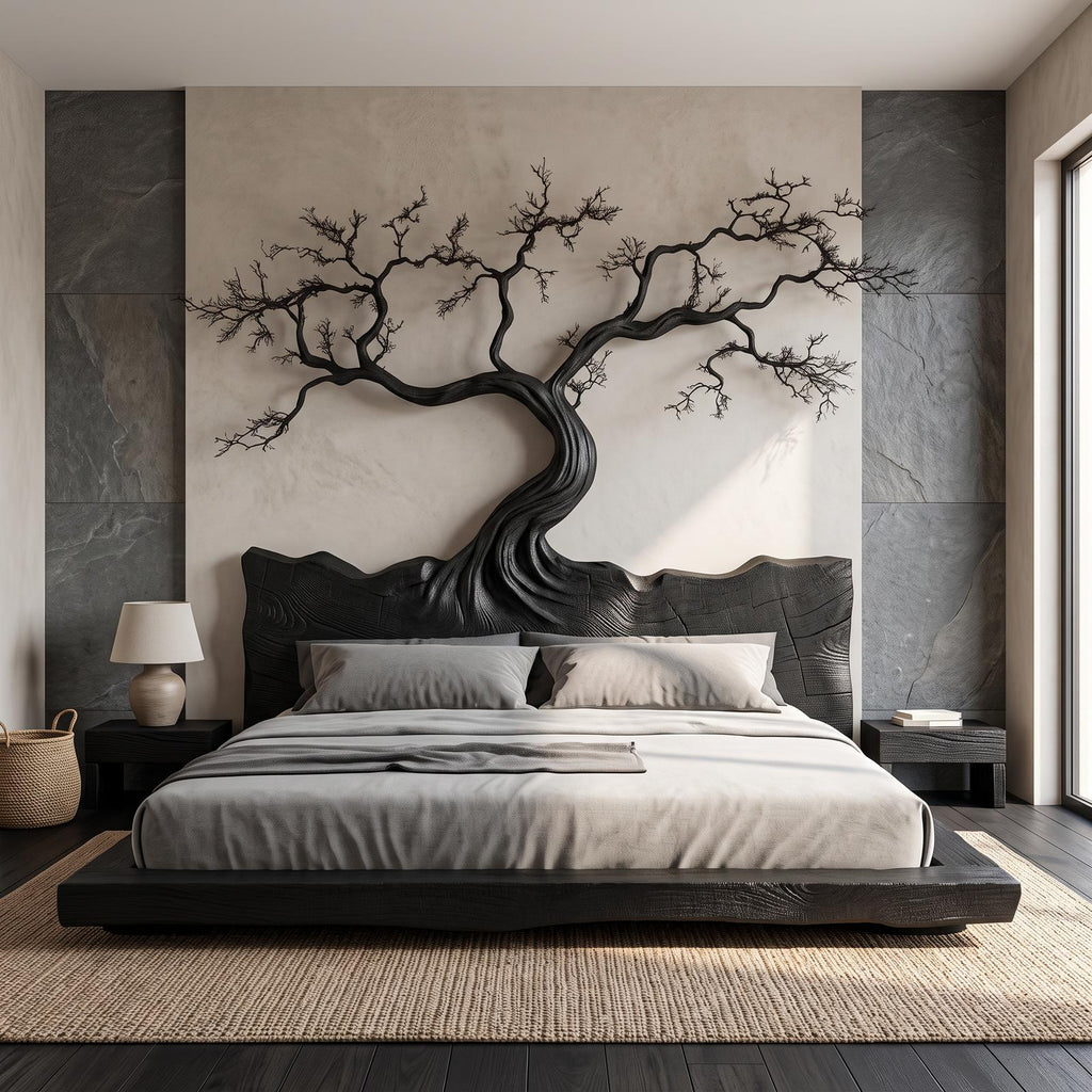 Rustic Bedroom Wooden Platform Bed Frame SINLSAWB079