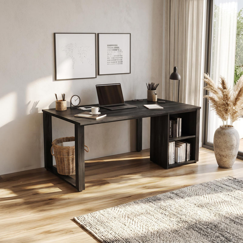 Scandinavian Minimalist Work Desk, Solid Wood Writing Computer Table for Home Office, Sleek Bedroom Study Desk