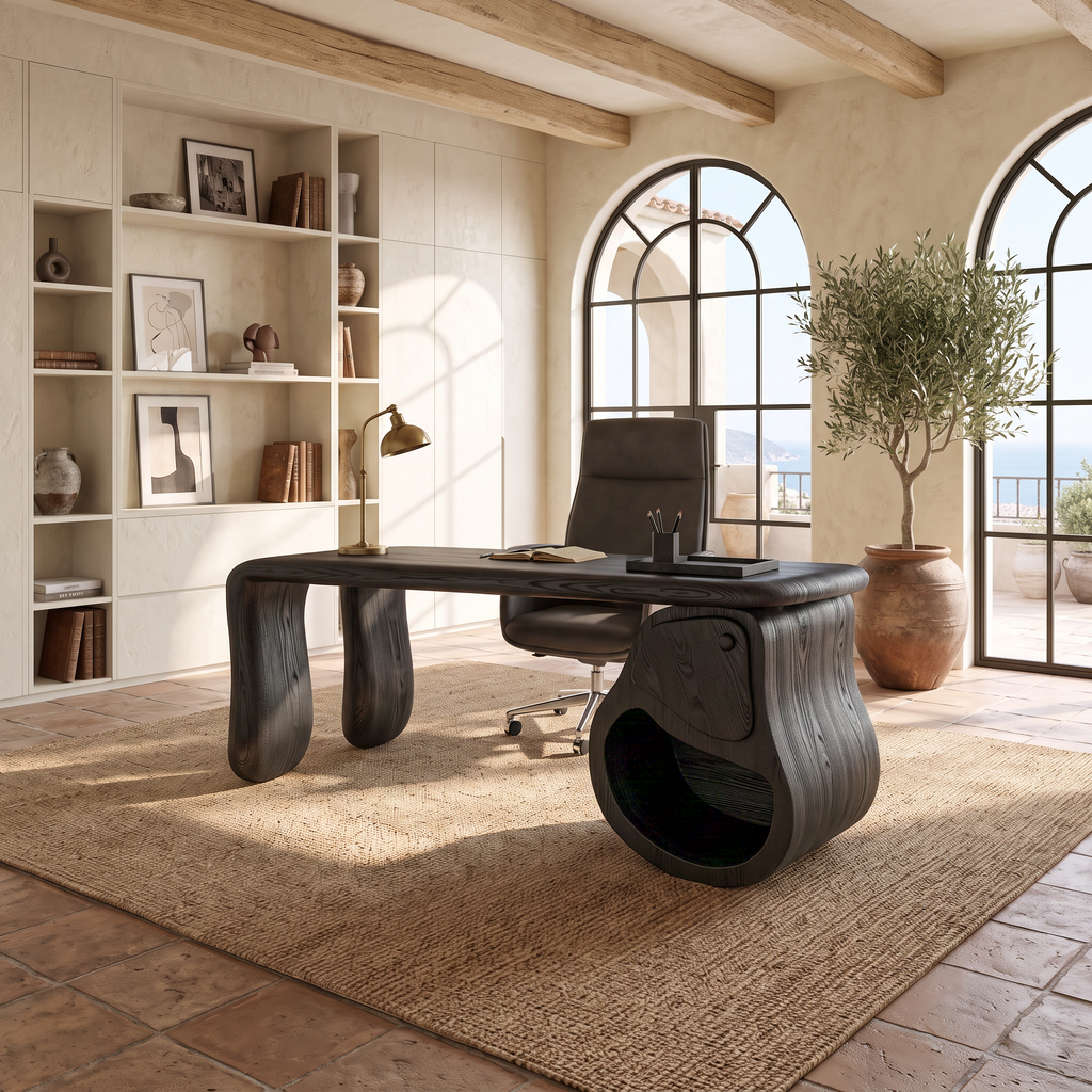 Modern Halloween Office Desk With Spooky Hollow Leg Design For Workspace