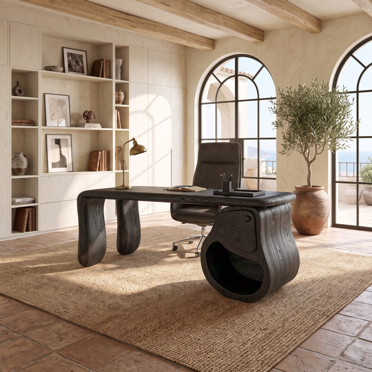 Modern Halloween Office Desk With Spooky Hollow Leg Design For Workspace