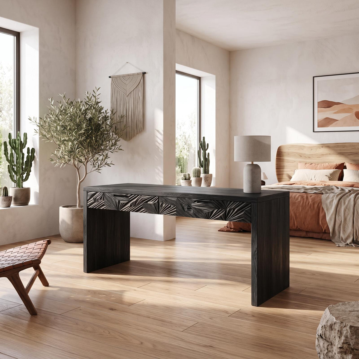 Modern Home Office Desk With Integrated Drawers For Bedroom