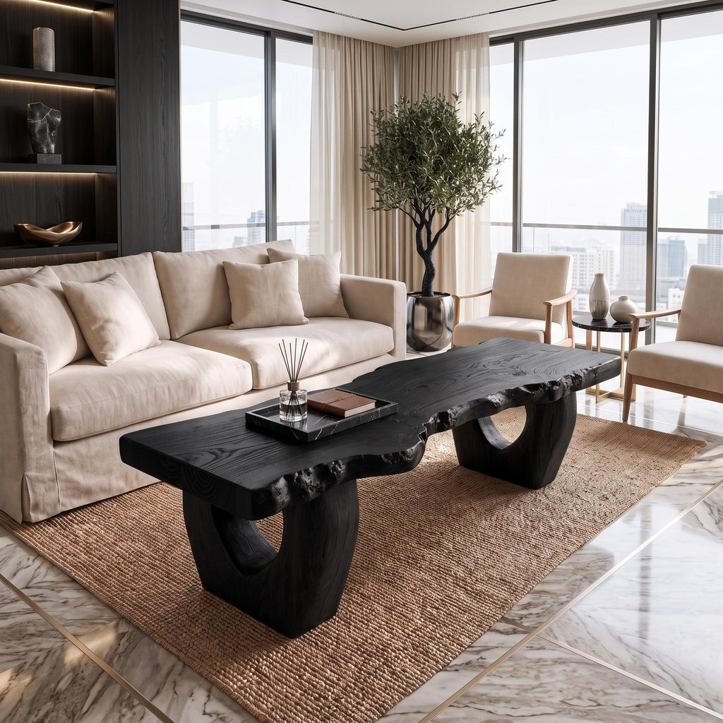 Modern Coffee Table With Open Hollow Legs And Clean Profile For Lounge