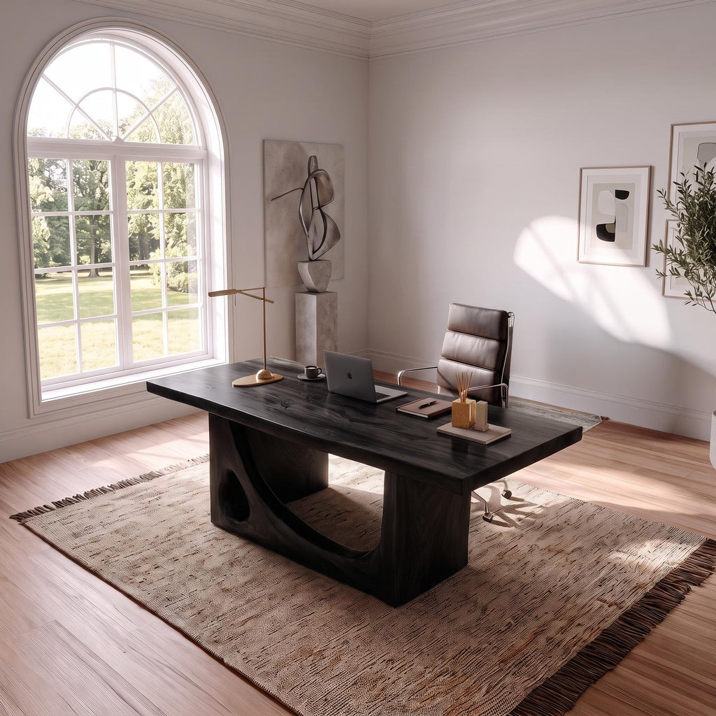 Modern Standing Desk With Natural Grain Surface For Office