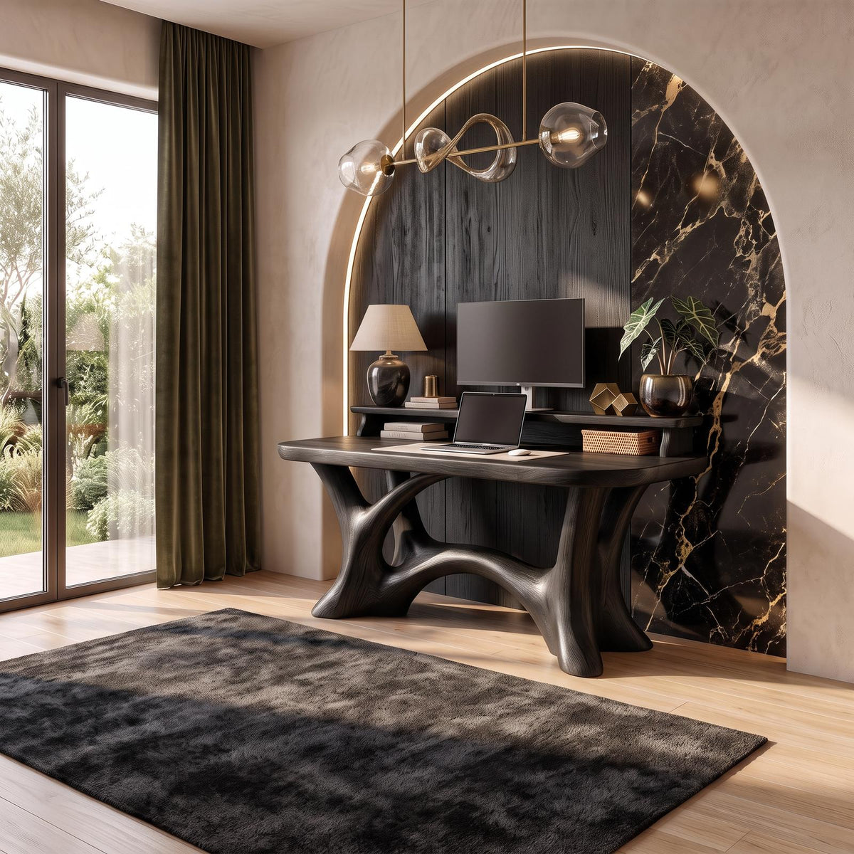 Rustic Writing Desk With Integrated Desktop Riser For Home Office