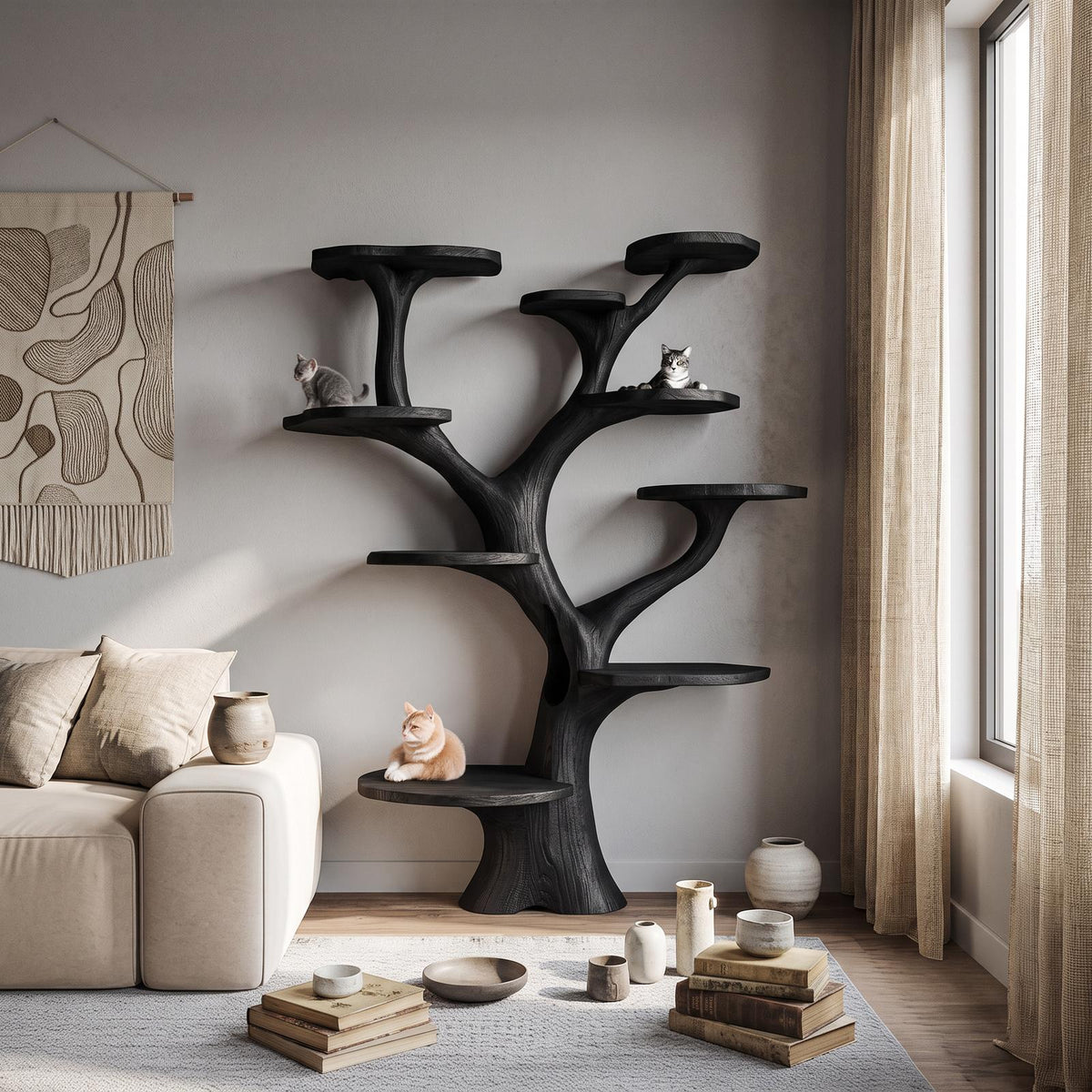Rustic Handcrafted Cat Tree Furniture Contemporary Interiors SINLSATT071