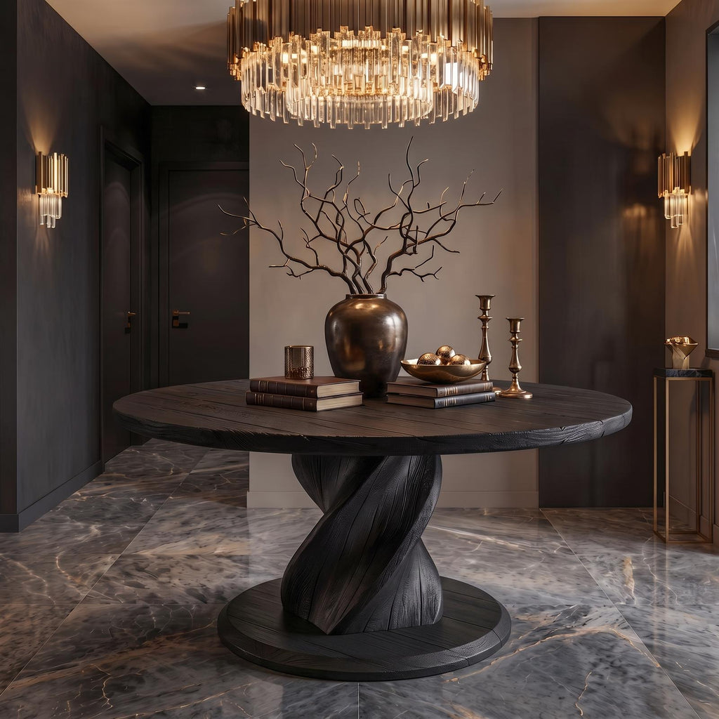 Modern Luxury Twist Pedestal Entry Table For Entryway And Hallway