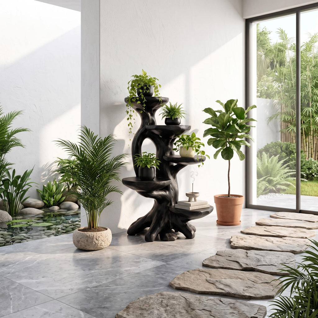 Modern Plant Stand With Sculptural Platforms For Living Room SINLSAPT022