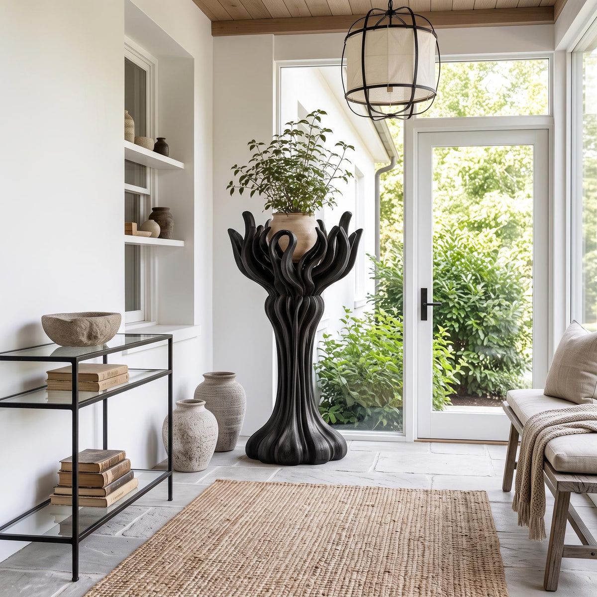 Organic Tree Plant Stand With Sculptural Branch Design For Living Room And Sunroom SINLSAPT010