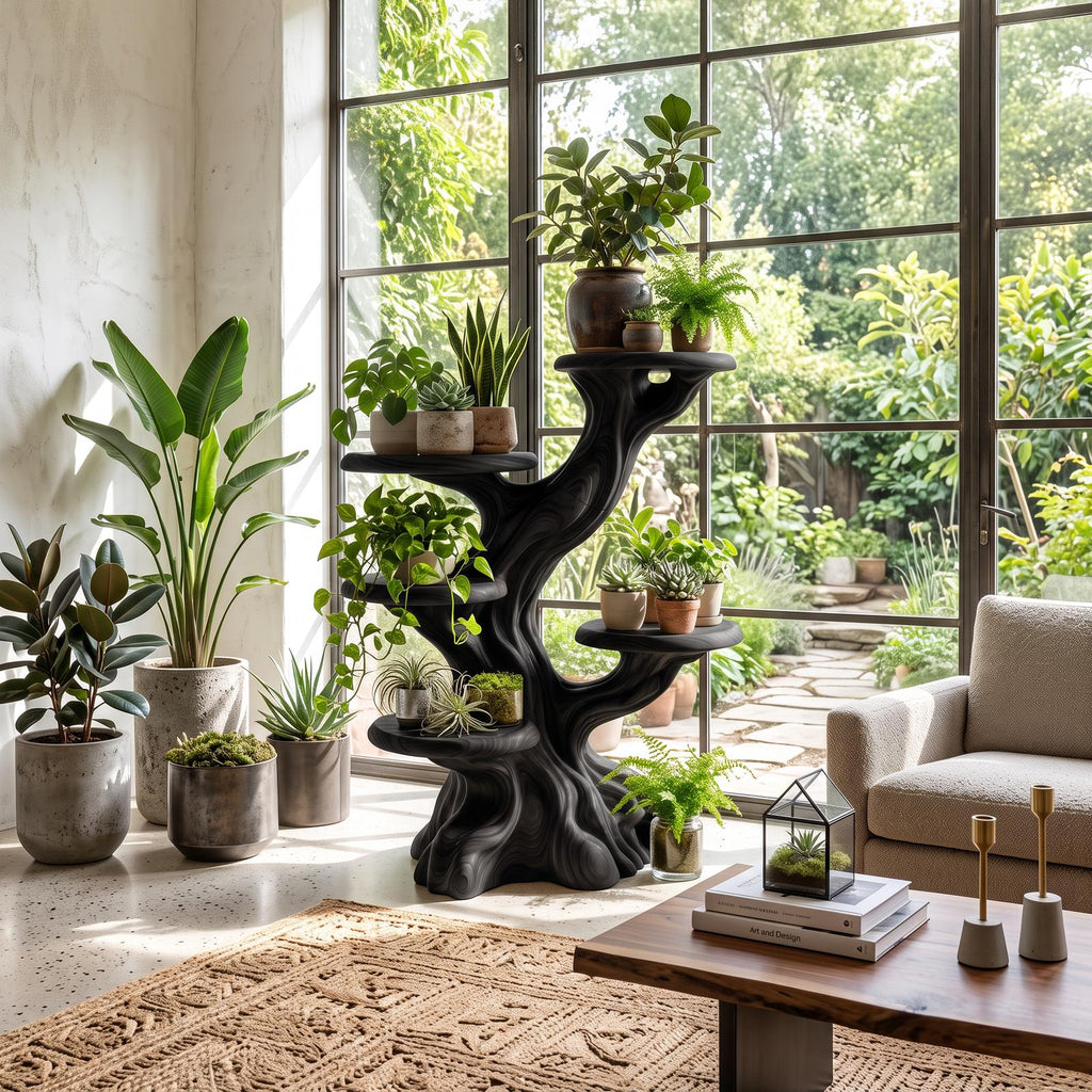 Rustic Sculptural Tree Plant Stand Multi Tier Display For Living Room SINLSAPT007