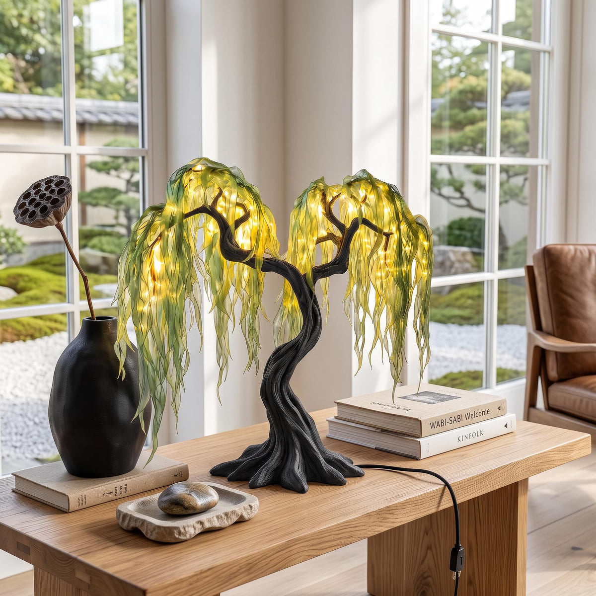 Rustic Fairy Light Tree Table Lamp For Nightstand