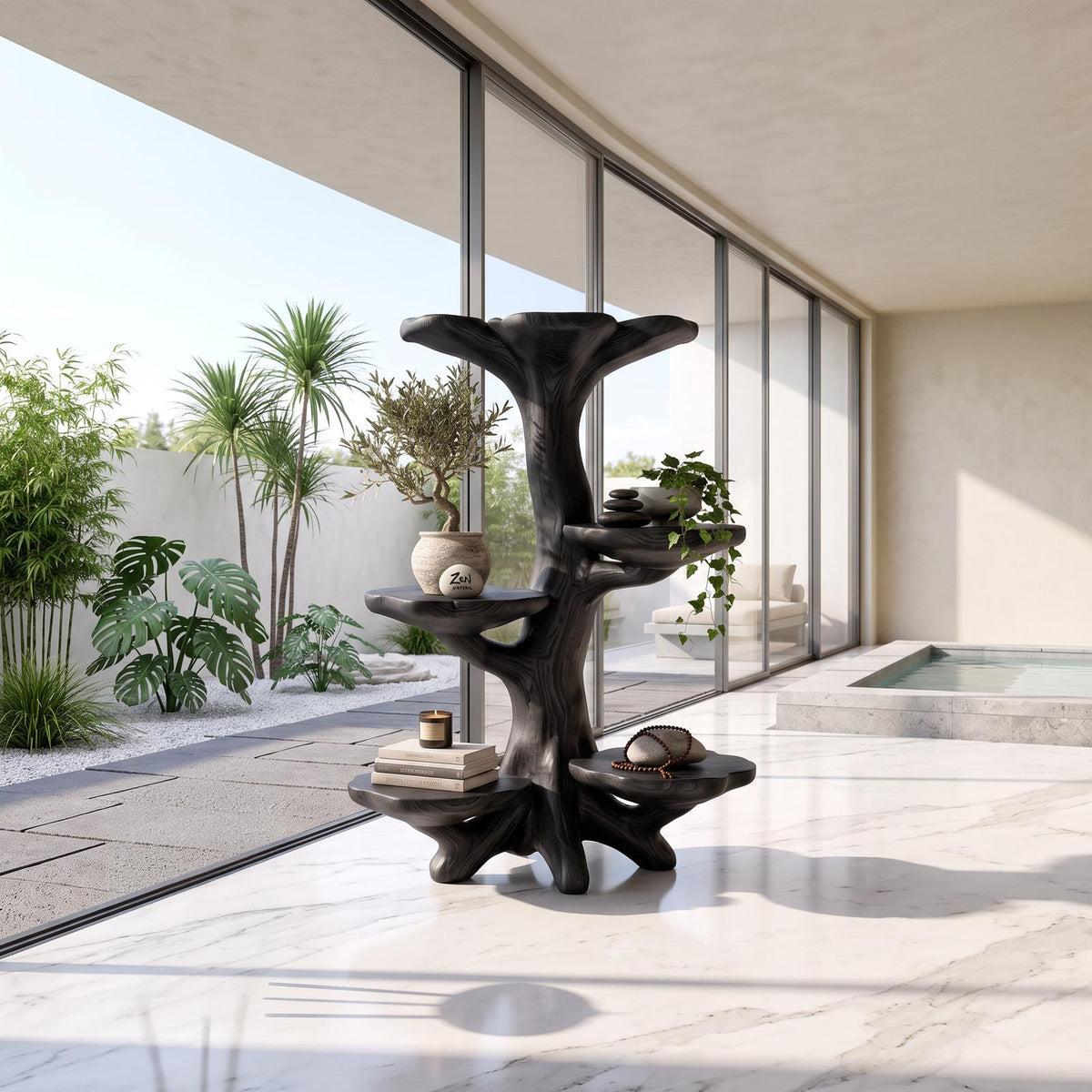 Organic Sculptural Tree Plant Stand Multi Tier Display For Patio Garden SINLSAPT021