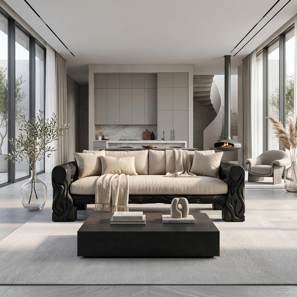 Organic Sofa Frame With Handcrafted Tree Form For Living Room