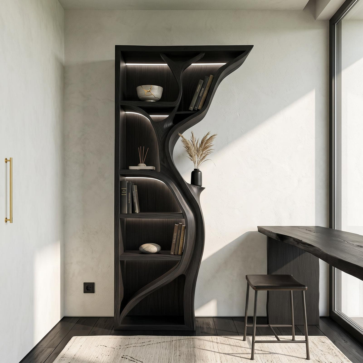Modern Tree Wall Bookshelf Wooden Corner Shelf