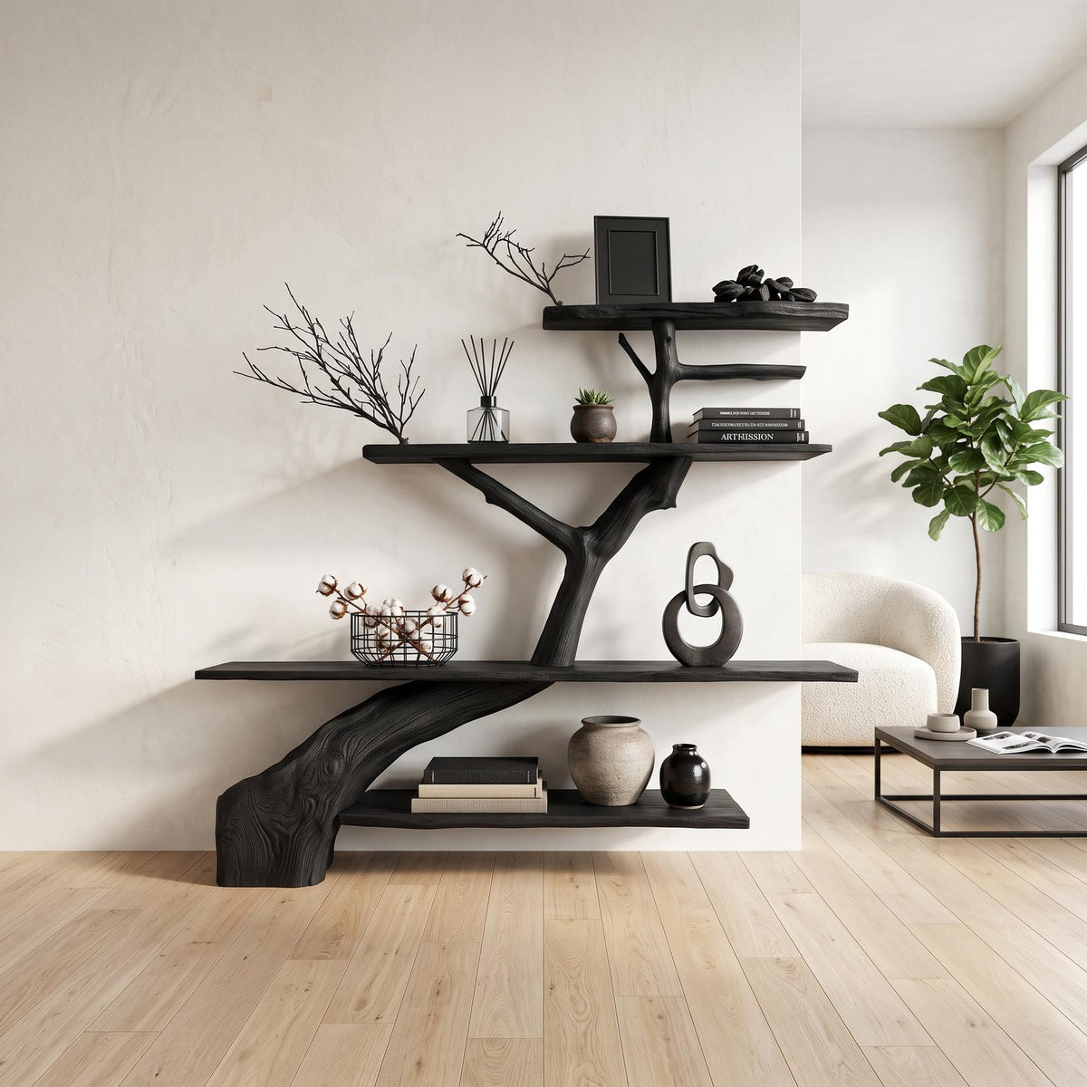 Rustic Tree Shelf Entry Living Room