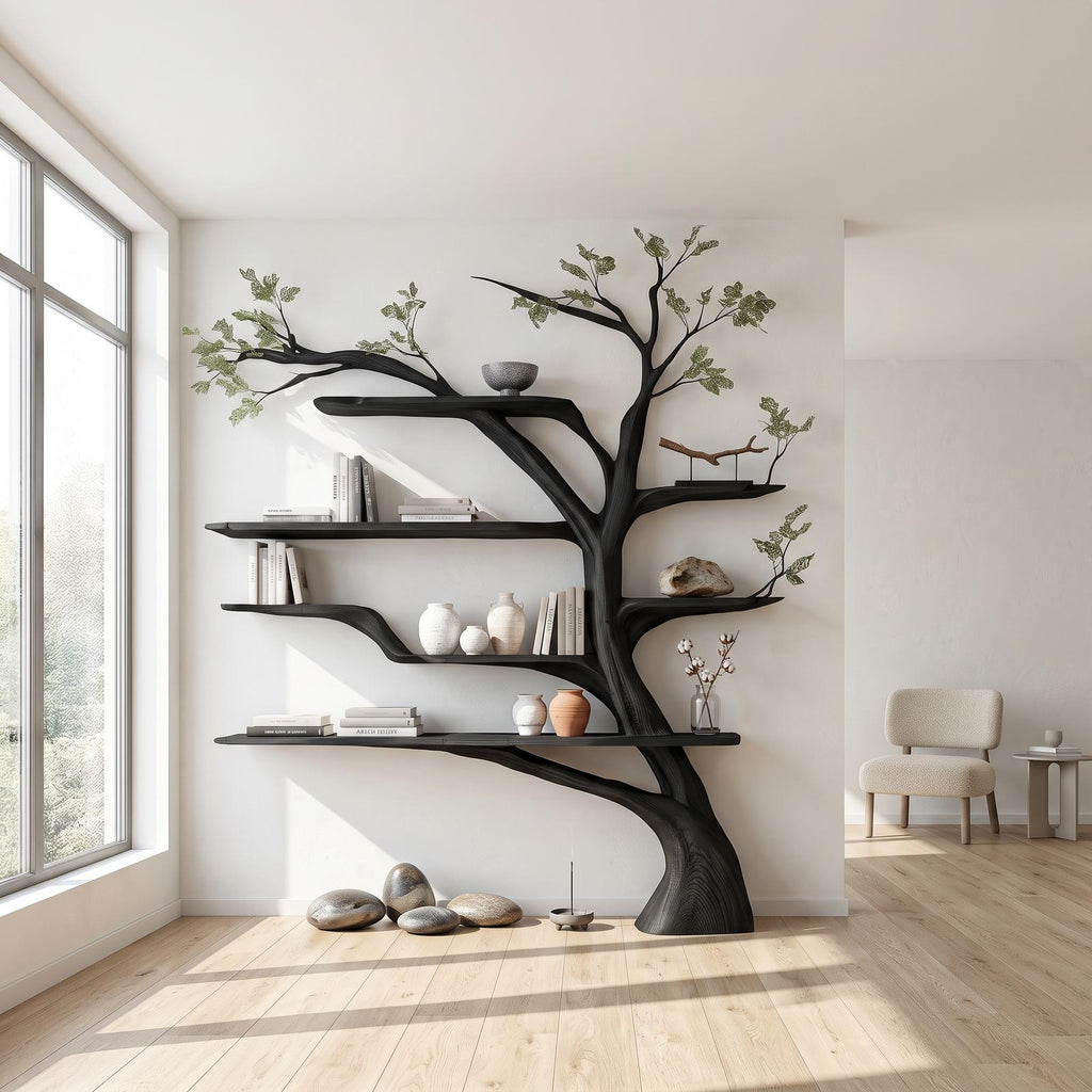 Rustic Book Tree Shelf Home Office