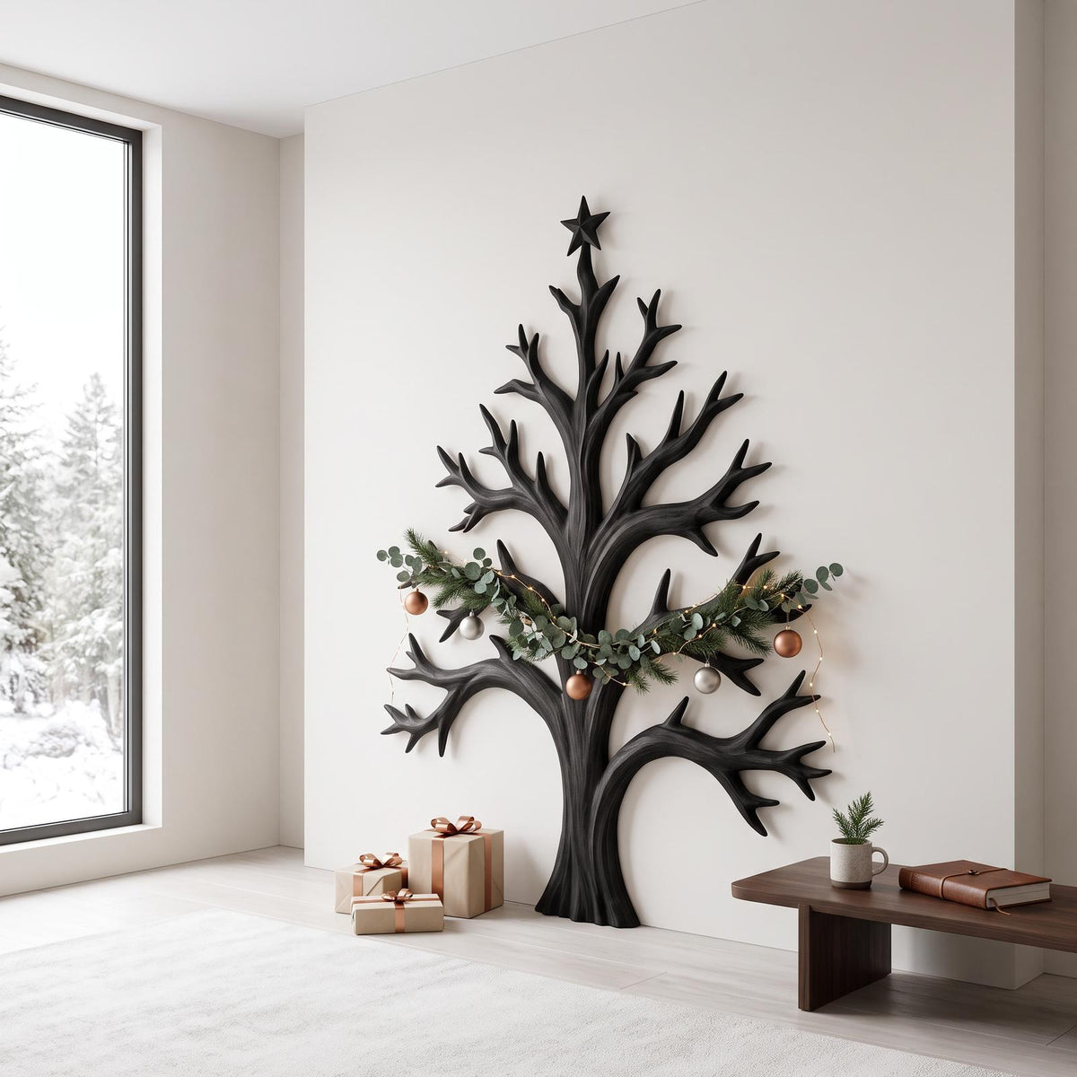 Natural Christmas Tree Wall Decor With Twisted Tree Branches For Entryway SINLSAWA141