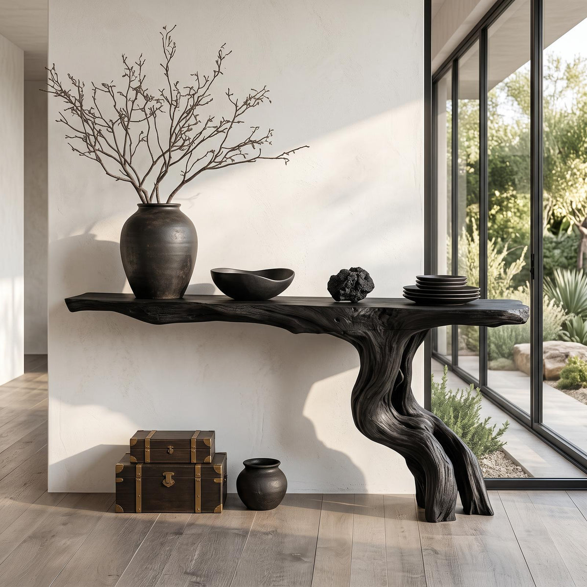 Rustic Console Table Driftwood Live Edge Natural Wood Gift