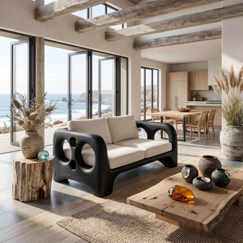 Handcrafted Sofa Frame With Organic Sculptural Arms For Living Room