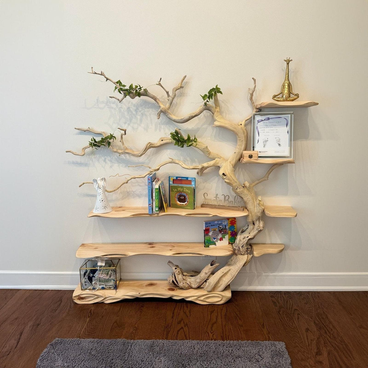 Tree Branch Standing Driftwood Shelf