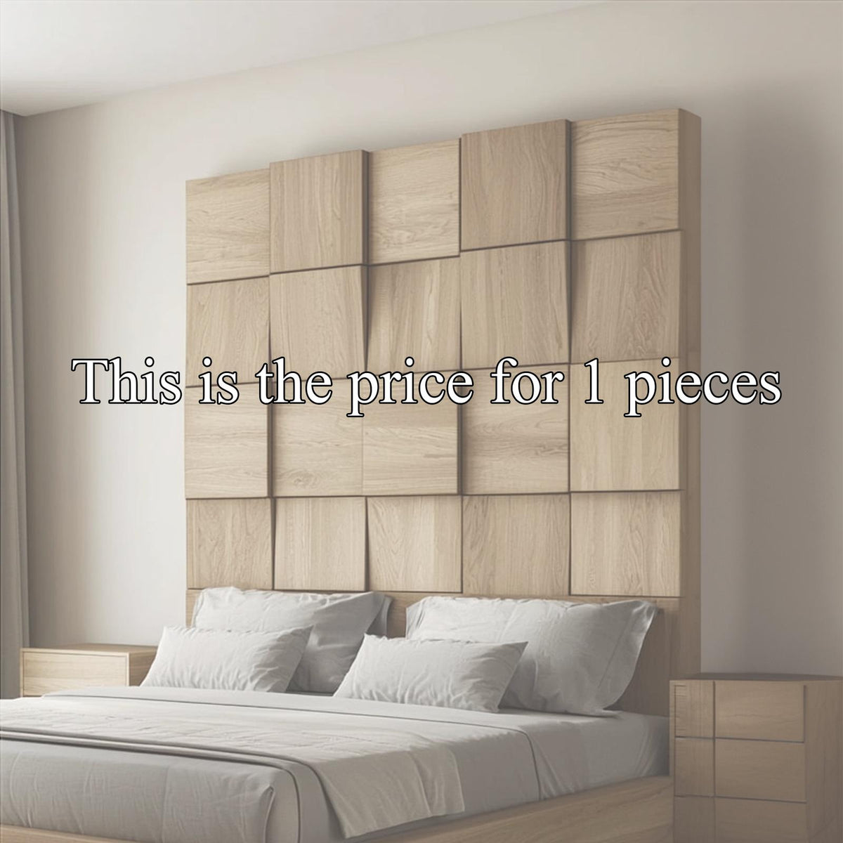 Rustic Organic Wooden Panel Headboard Solid Wood Bedroom Interior Architectural Wall Feature SINLKIDH008D