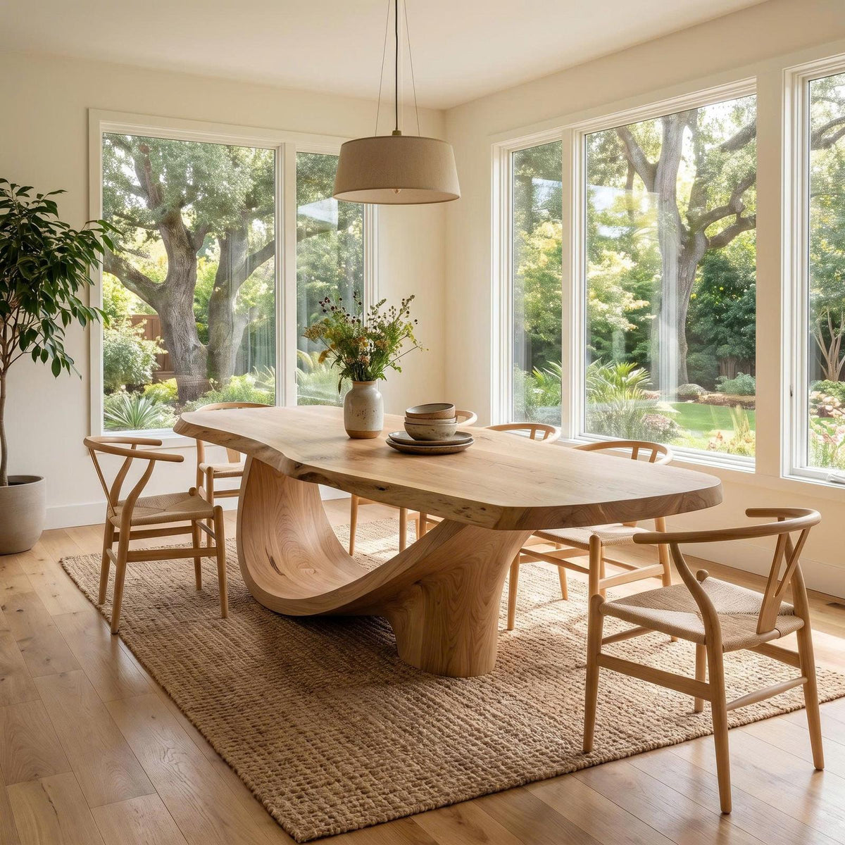 Spry Interior Rustic Natural Wood Dining Table, Handcrafted Solid Wood Farmhouse Table for Kitchen & Dining Room, SINLKIDT163