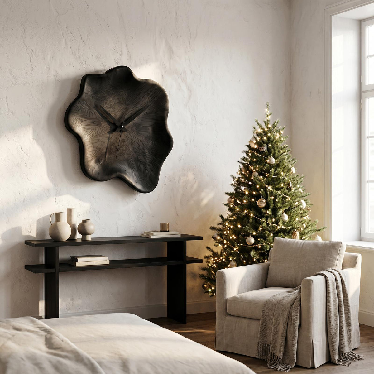Organic Wall Clock With Natural Live Edge Design For Living Room And Entryway SINLHACK024