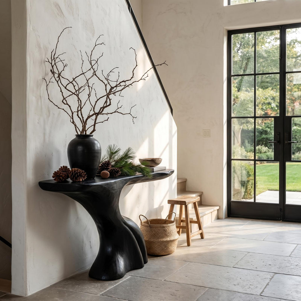 Nature Inspired Console Table With Artistic Tree Structure For Living Room