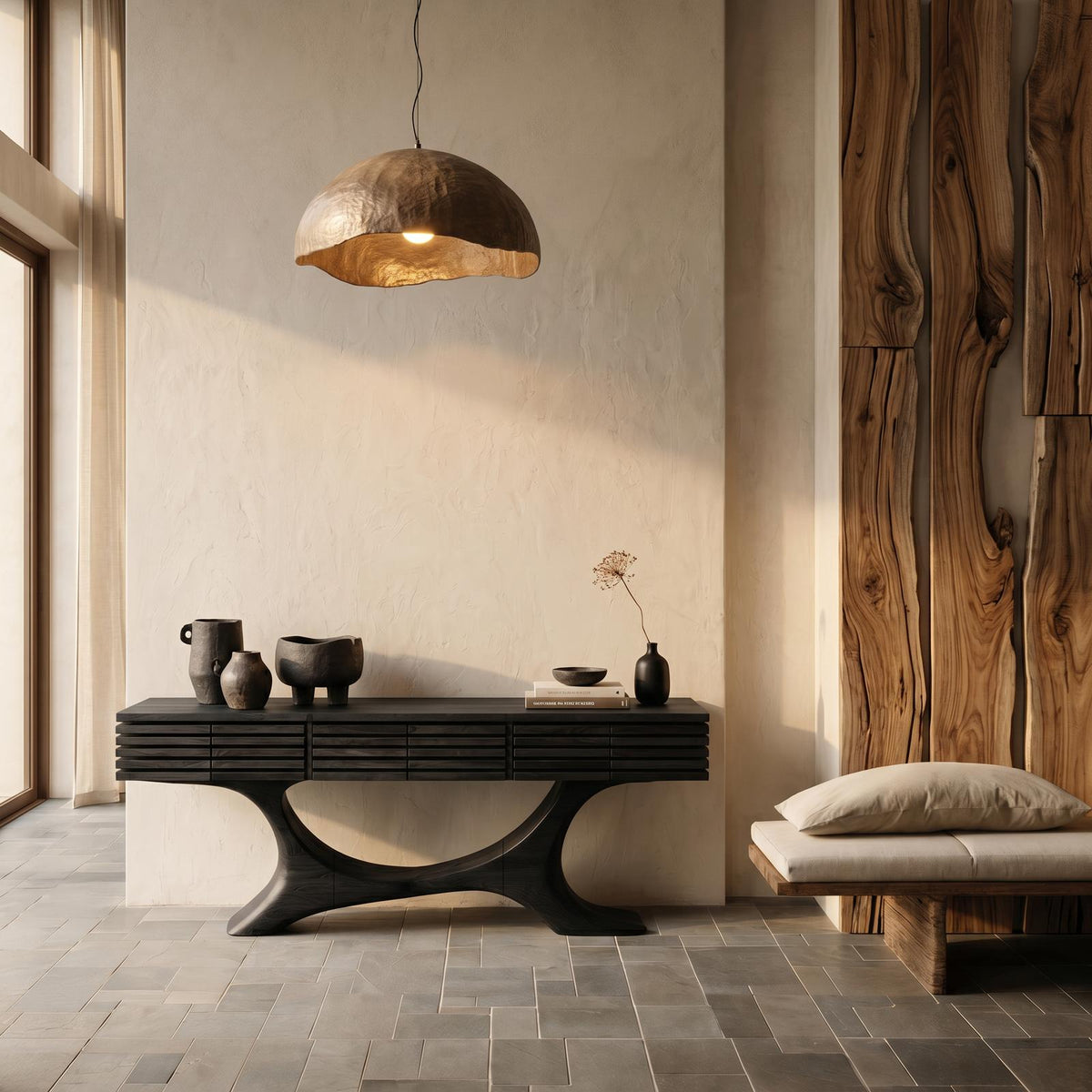Contemporary Console Table With Curved Tree Trunk Base And Built In Storage Drawers For Living Room SINLHACS661