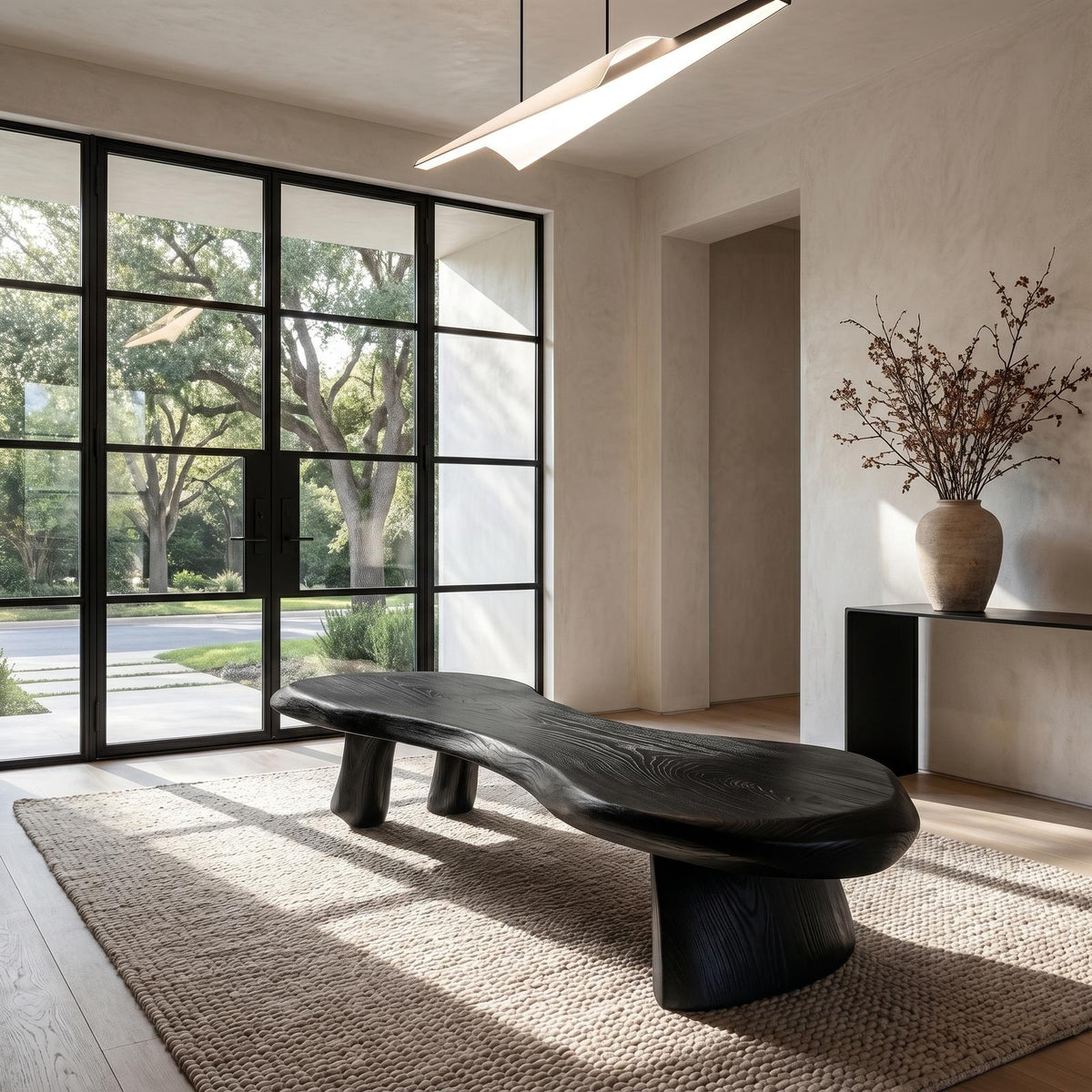 Rustic Bench Natural Tree Slab Design For Entryway