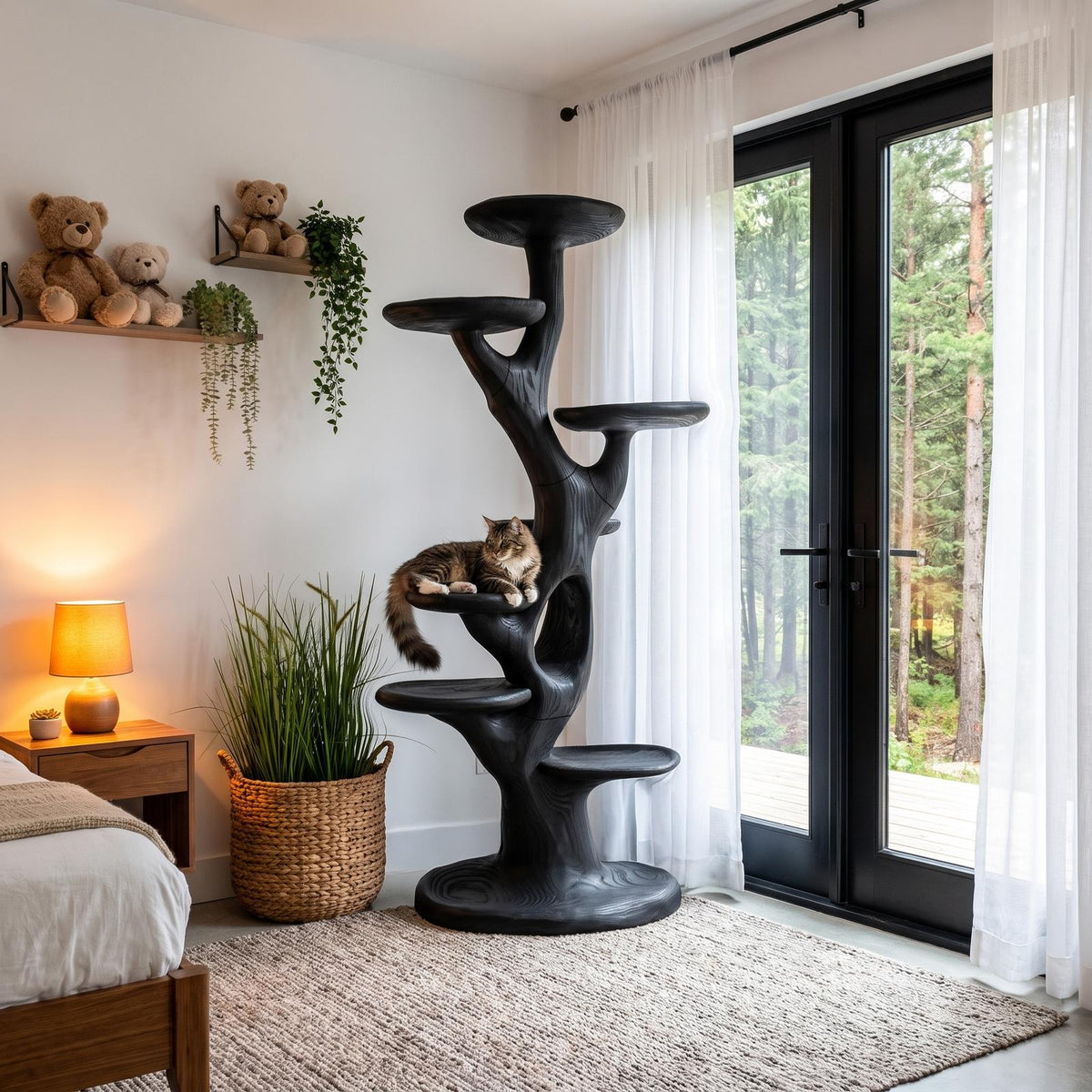 Sculptural Cat Tree With Multi Level Platforms For Indoor Cats
