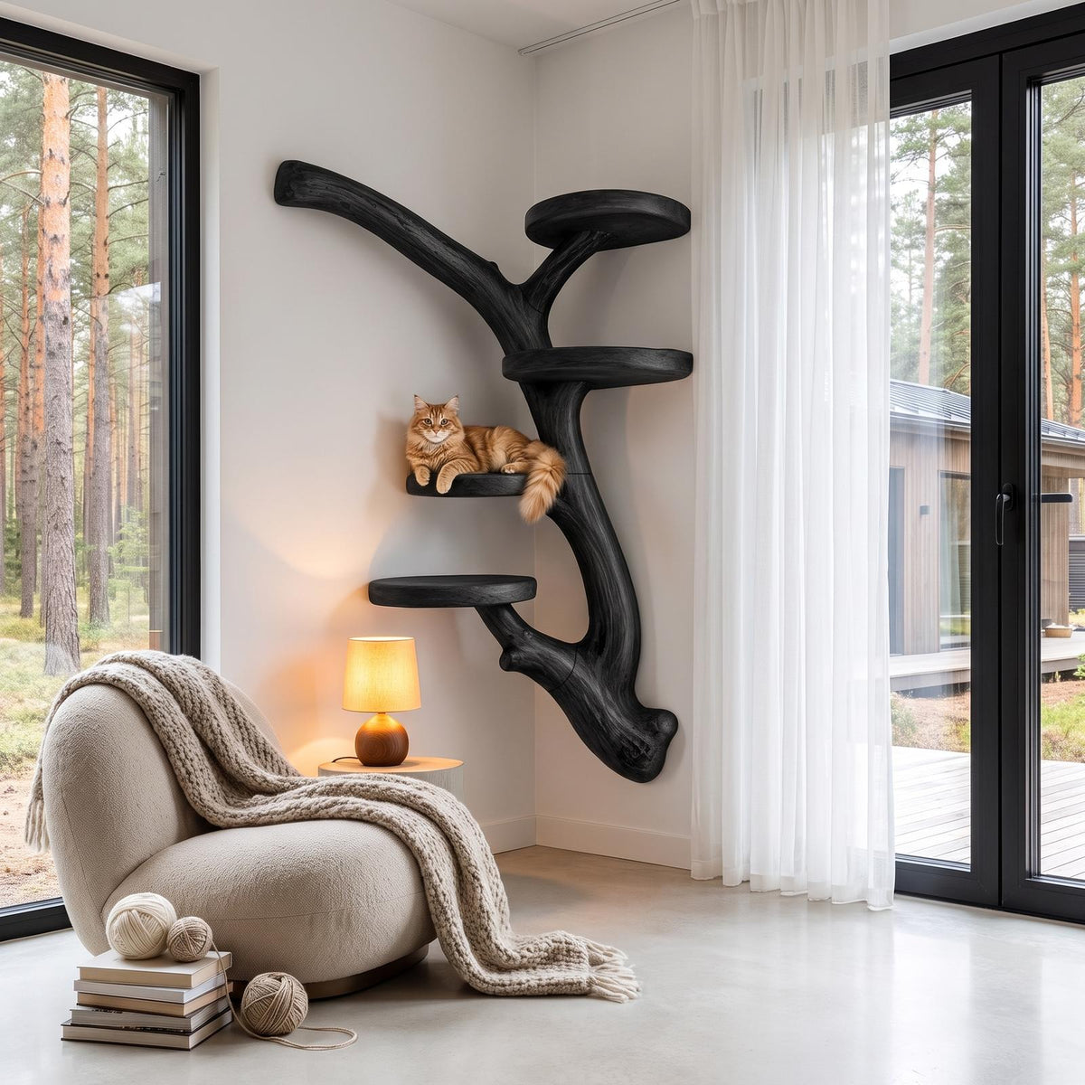 Modern Wall Mounted Cat Tree With Branch Inspired Platforms For Indoor Cats SINLHATT019