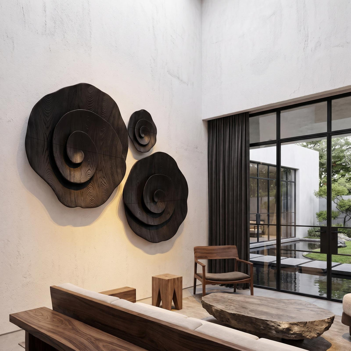 Contemporary Flower Wall Art With Sculptural Spiral Form For Entryway