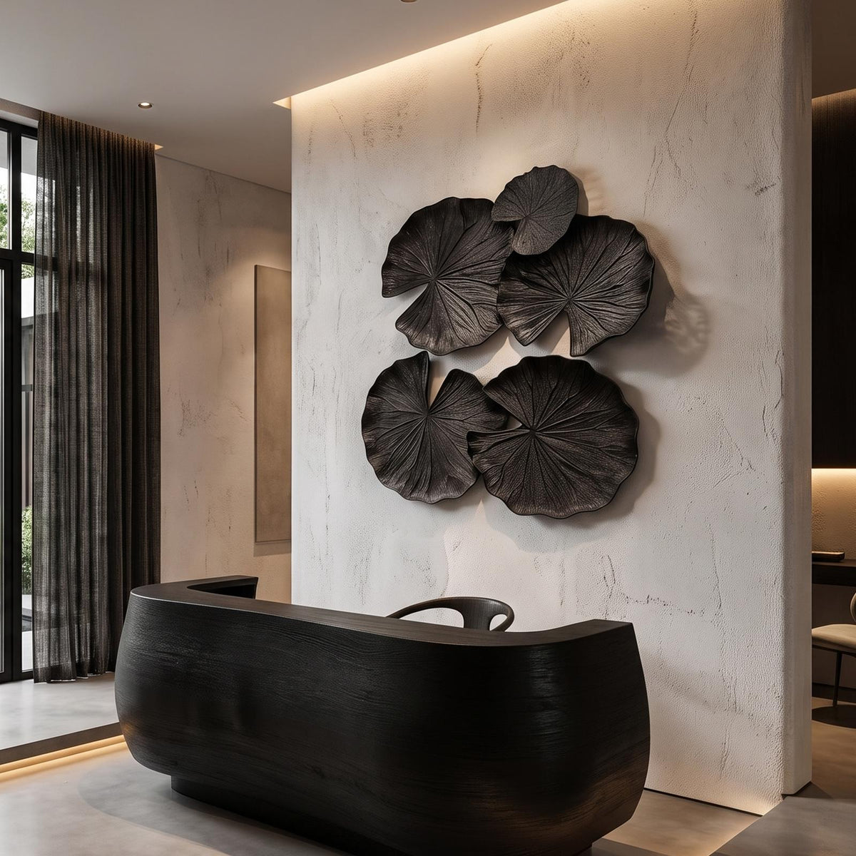 Modern Wood Wall Sculpture With Abstract Floral Design For Living Room