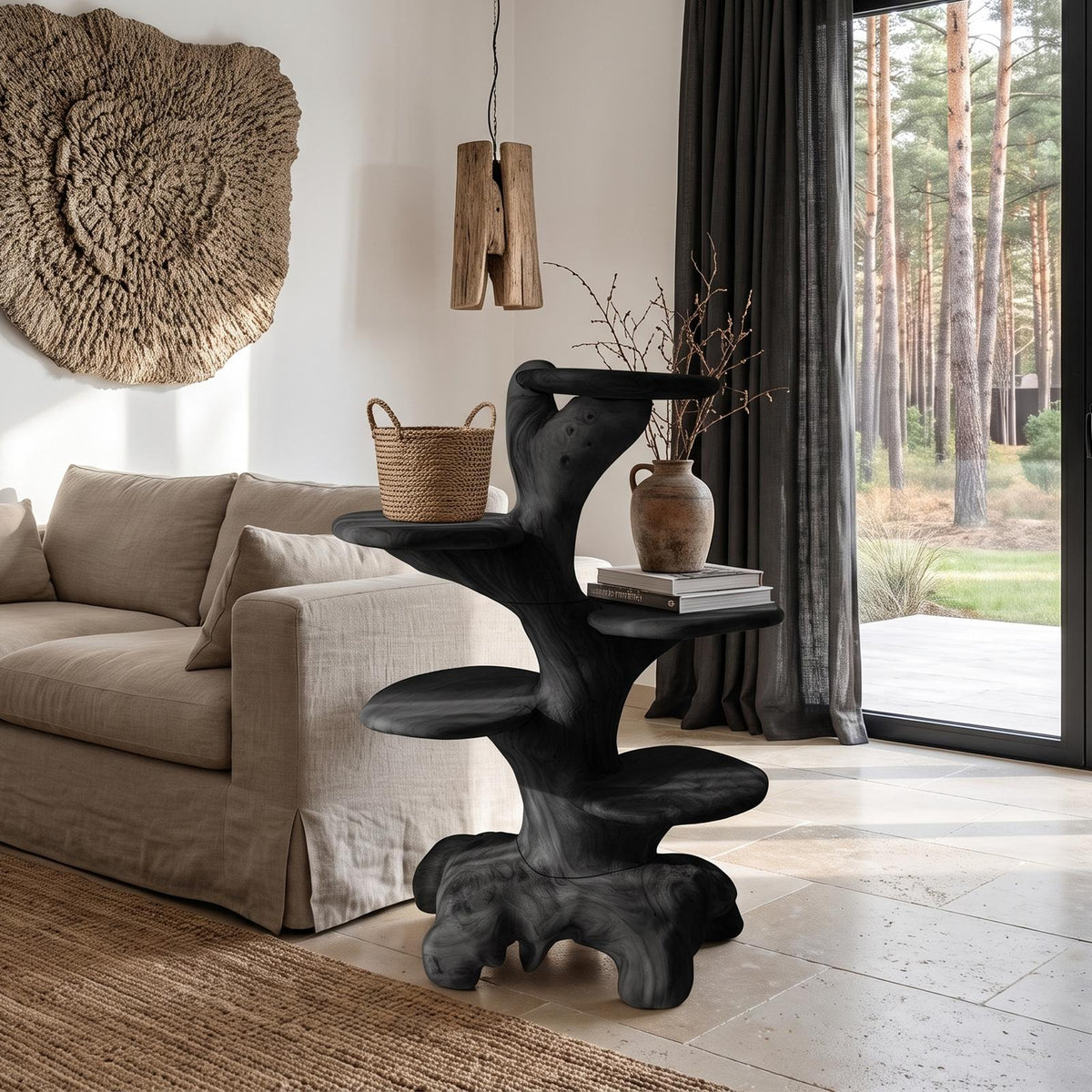 Minimalist Side Table With Integrated Storage For Living Room