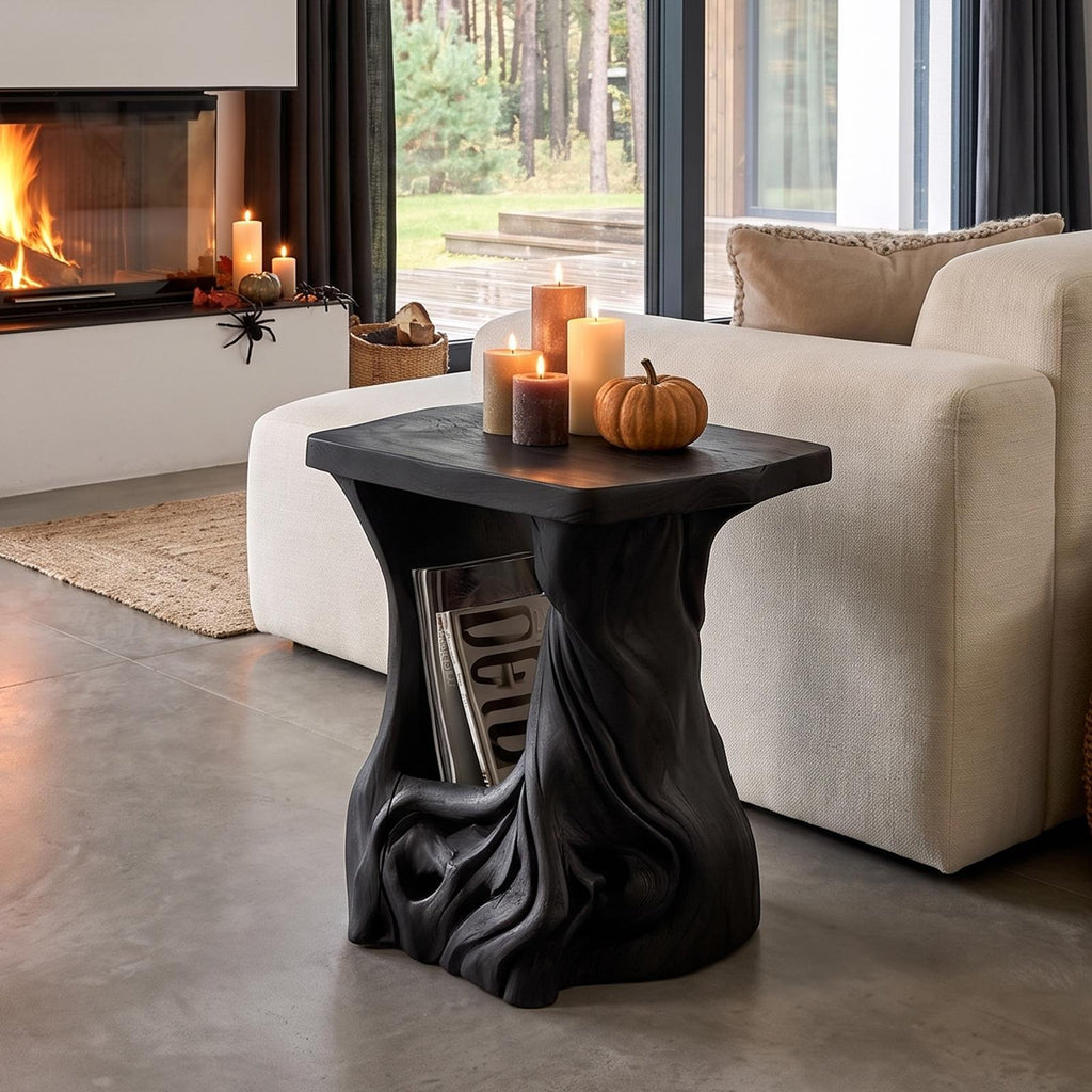 Modern Beside Table Halloween Inspired With Sculptural Tree Base For Living Room