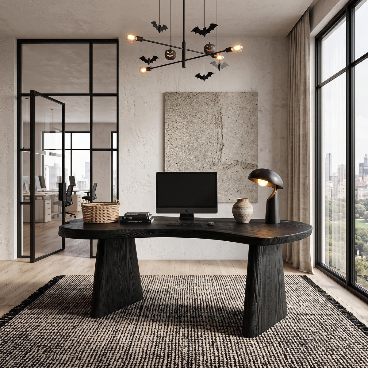 Modern Desk With Natural Edge Top And Sculptural Legs For Home Office
