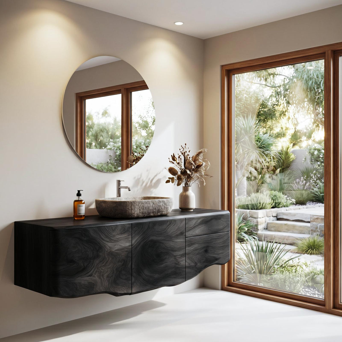 Spry Interior Wall Mounted Wooden Bathroom Vanity, Floating Wood Storage Cabinet & Sink Console for Modern Powder Room & Bathroom, SINLHABRV297