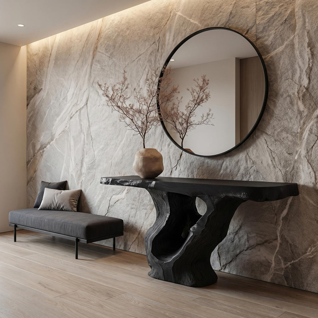Spry Interior Sculptural Tree Root Console Table, Rustic Natural Solid Wood Entryway Table & Living Room Credenza, SINLHACS567