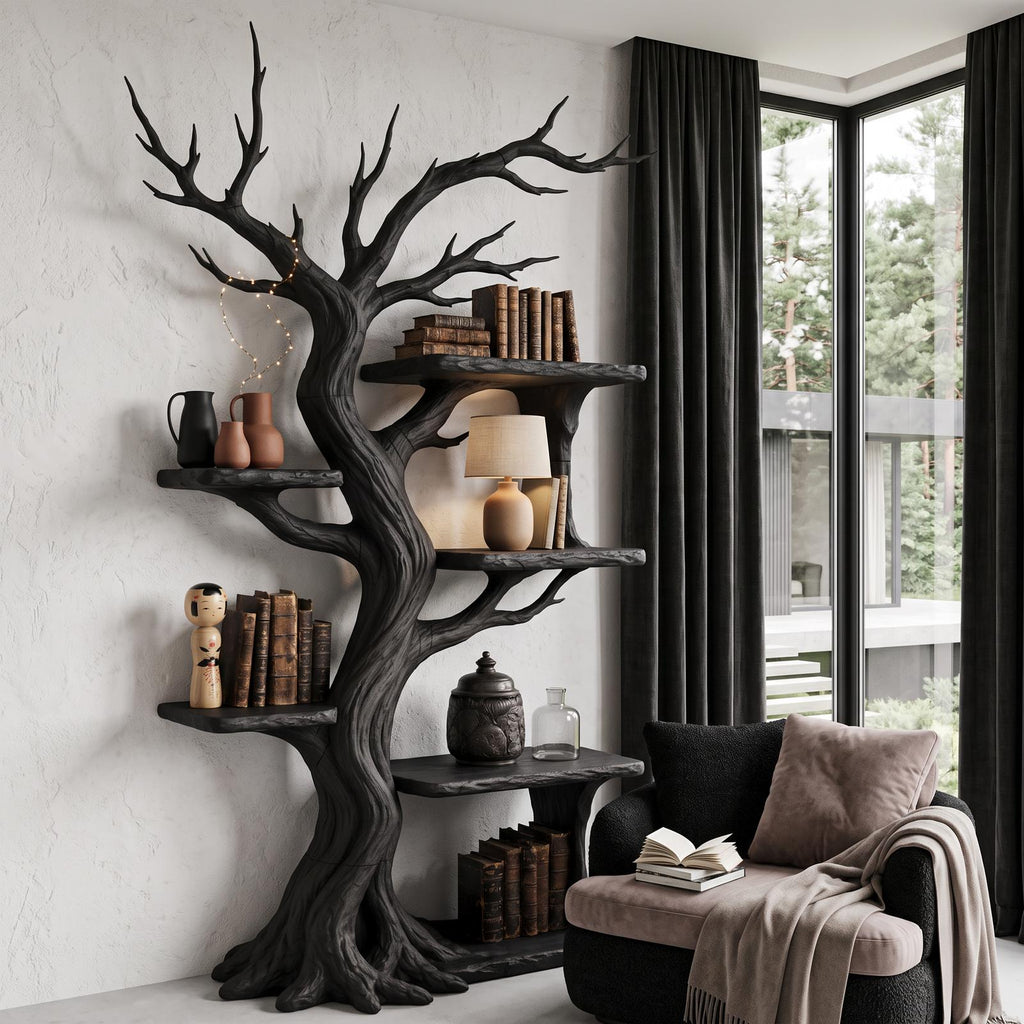 Rustic Tree Bookshelf Handcrafted Woodland Style For Reading Nook