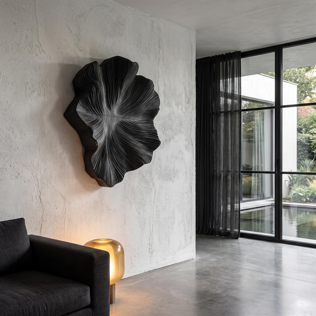 Contemporary Wood Wall Sculpture With Botanical Relief Design For Living Room And Hallway SINLHAWA140