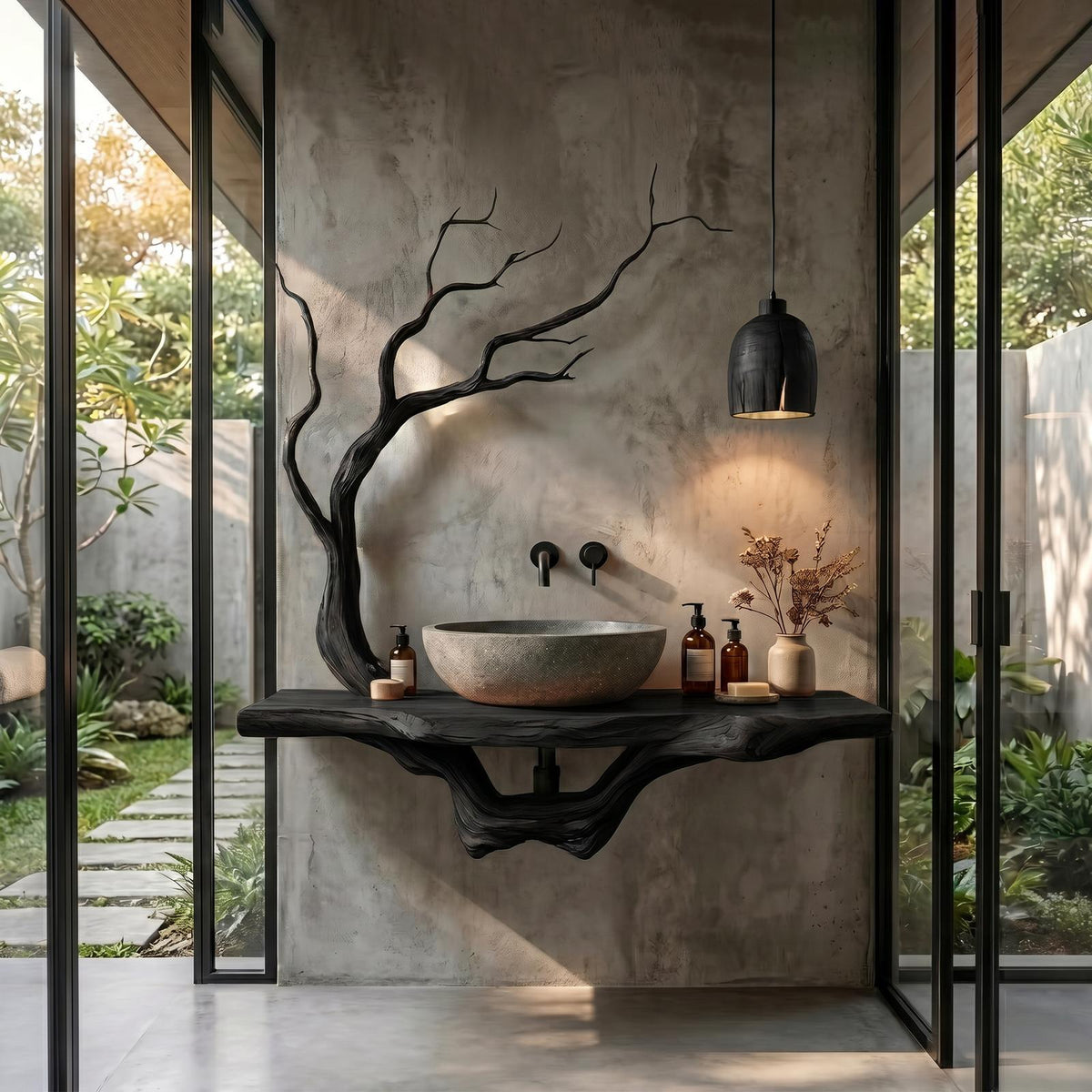 Organic Tree Branch Bathroom Vanity Wall Mounted Sink Console SINLHABRV327