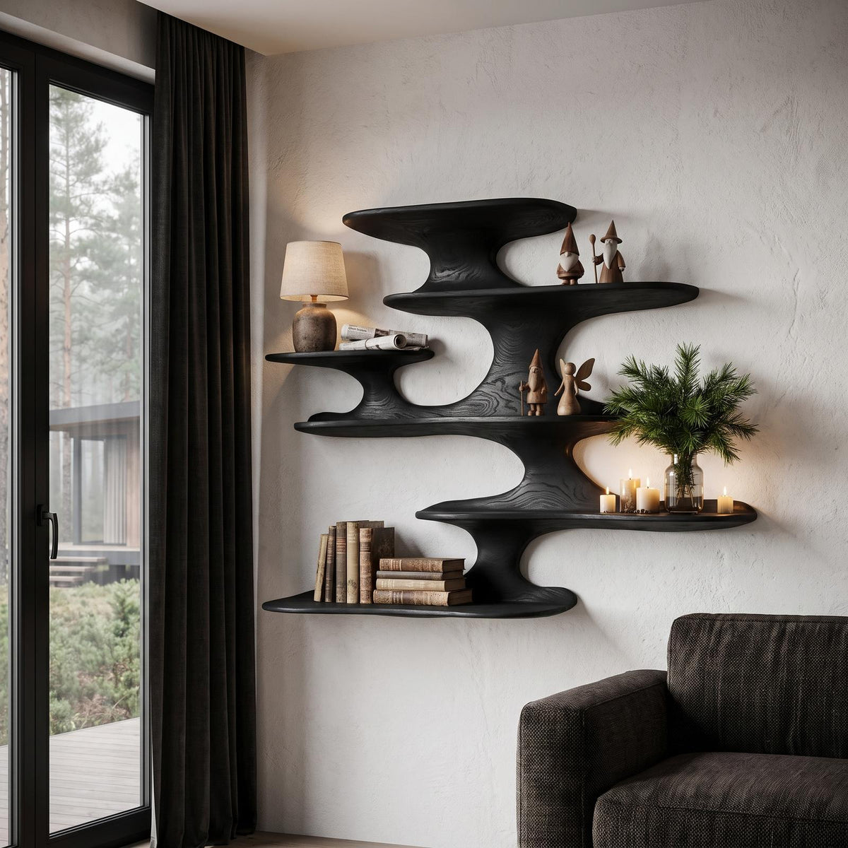 Minimalist Floating Shelf Handcrafted Solid Wood Design For Bedroom