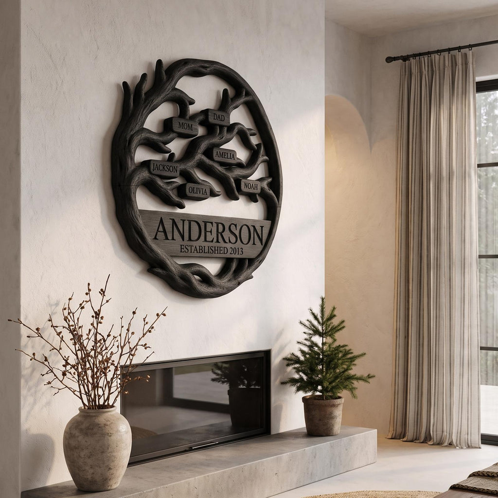 Organic Personalized Family Tree Wall Decor For Living Room And Entryway