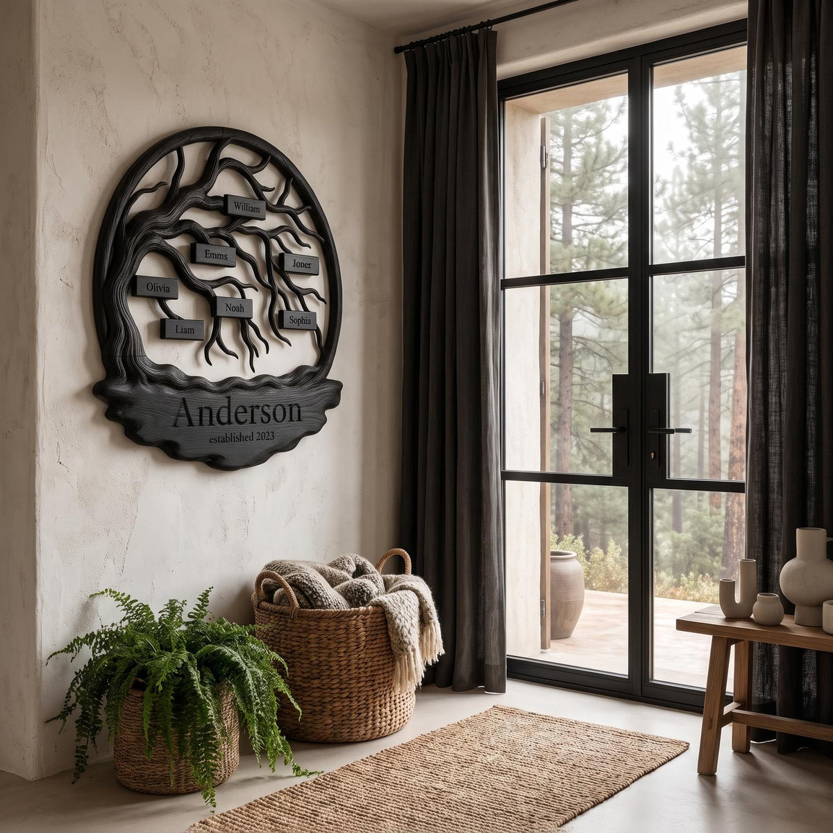 Natural Custom Family Tree Wall Art For Living Room And Entryway