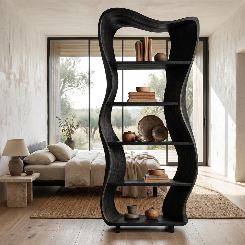Sculptural Tree Shelf, Organic Solid Wood Bookcase and Display Rack for Living Room & Reading Corner