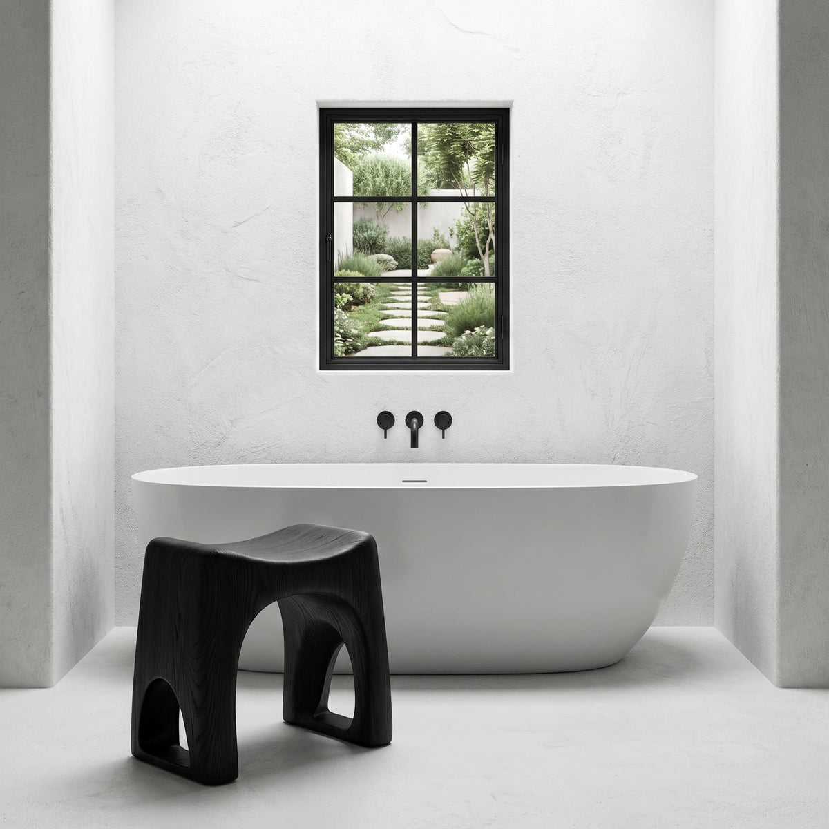 Minimalist Solid Wood Bathroom Stool, Organic Waterproof Spa Shower Bench Seat for Luxury Bathroom Decor