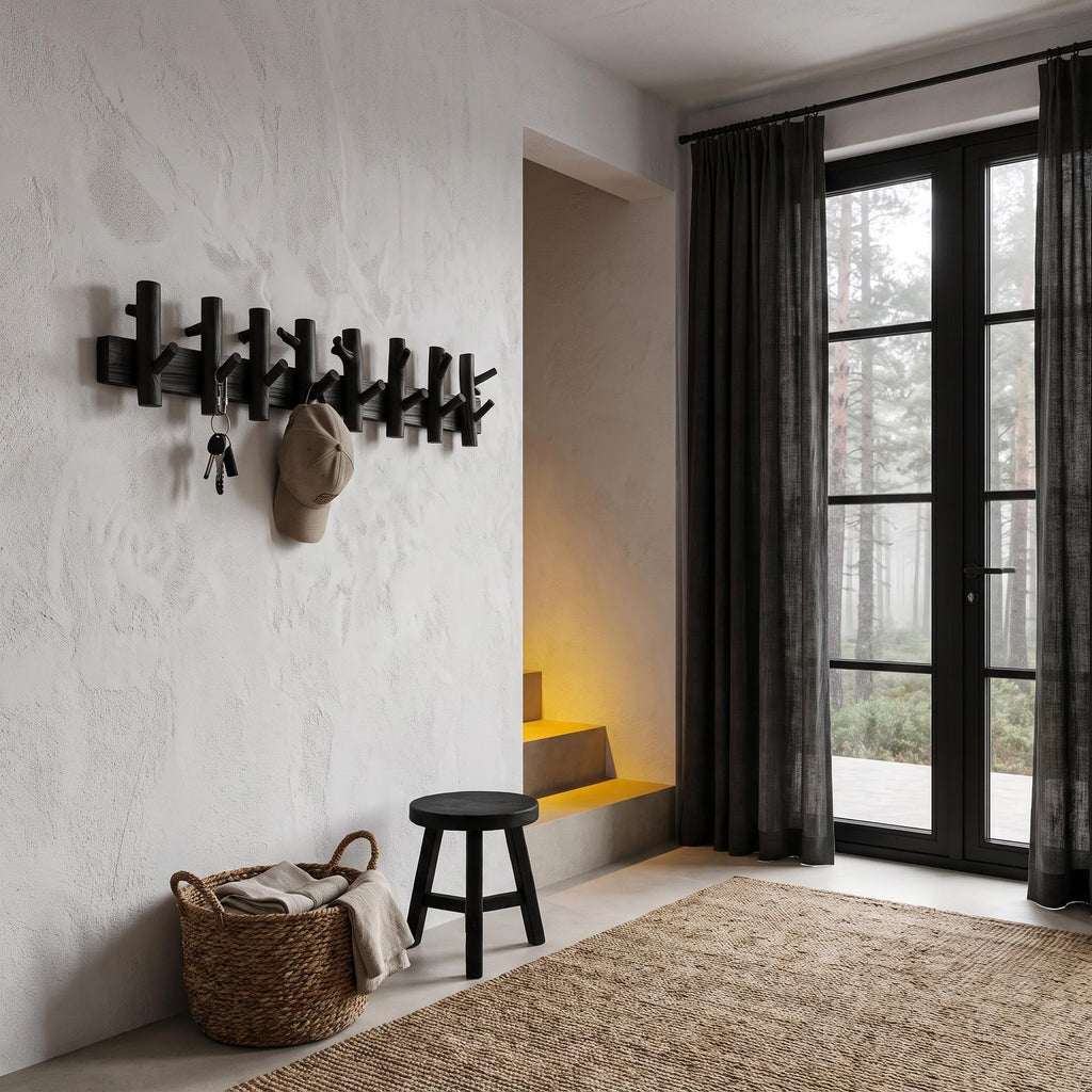 Rustic Wooden Wall Mounted Coat Rack Hook Organizer For Entryway Hallway
